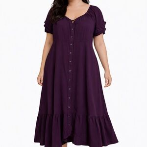 Torrid Plum Button-Down Midi Dress